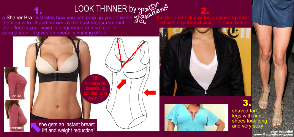buy clothes, buy clothes on line, plus size apparel online, clothing catalogs, newport news catalog, sears catalog, look thinner, how to look thinner, fashion tips to look thinner, plus size fashion tips, clothes that slenderize, shaper bra, v-neck, slimming heels
